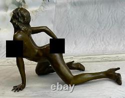 Superbe Érotique Nu Bronze Statue Figurine Sculpture Art Déco Lostwax Figurine