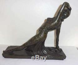 Superbe Statue Sculpture Bronze Femme Art Deco Danseuse Style Chiparus