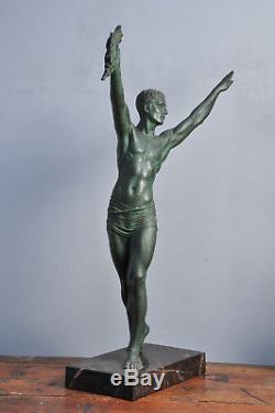 Superbe grande sculpture Demetre Chiparus 1930 Art Déco statue nude men