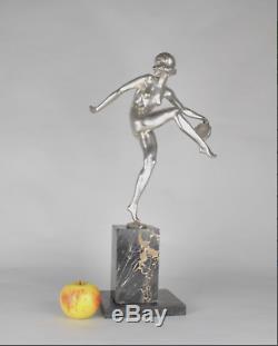 Superbe sculpture art déco Danseuse au tambourin 1930 Pierre Laurel