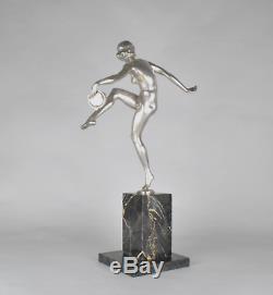 Superbe sculpture art déco Danseuse au tambourin 1930 Pierre Laurel