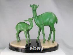 Tres Jolie Sculpture Irenee Rochard Couple De Biches Art Deco 1925 Fonte D'art