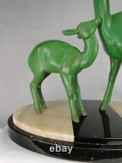 Tres Jolie Sculpture Irenee Rochard Couple De Biches Art Deco 1925 Fonte D'art