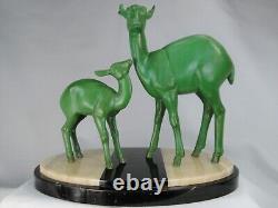 Tres Jolie Sculpture Irenee Rochard Couple De Biches Art Deco 1925 Fonte D'art