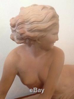 Ugo Cipriani Grande Sculpture Femme Nue Art Deco 1925 Terre Cuite Terracotta