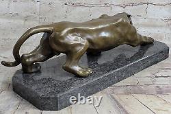 Unique Art Déco Panthère Marche Bronze Sculpture Cubism Statue Par Décor Nr
