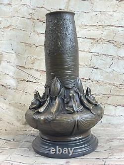 Vase Figurine Grenouilles Art Déco Style Nouveau 100% Véritable Bronze Solde