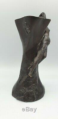 Vase Sculpture Suzanne BIZARD fee nymphe bronze art deco 1930 régule fonte d art