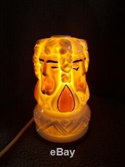 Veilleuse brûle parfum art deco BEVER ROBJ sculpture en porcelaine statue lampe