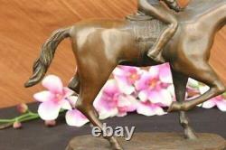 Véritable Bronze Métal Statue Sur Marbre Base Mâle Lion Sculpture Art Déco Deal