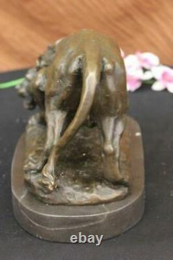 Véritable Bronze Métal Statue Sur Marbre Base Mâle Lion Sculpture Art Déco Deal