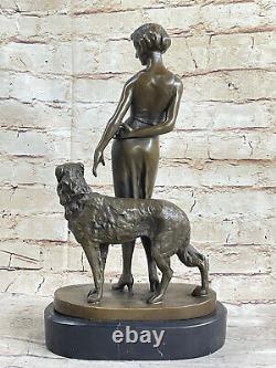 Viennoise Art Déco Bronze Figurine Sur Un Marbre Base Par Joseph Lorenzl, 1930