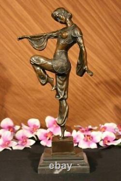 Vintage Grand Art Déco Danseuse Dimitri Chiparus Bronze Sculpture Signée Statue
