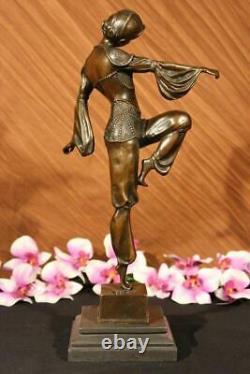 Vintage Grand Art Déco Danseuse Dimitri Chiparus Bronze Sculpture Signée Statue