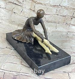 Vintage Grand Art Déco Danseuse Dimitri Danseur Bronze Sculpture Signée Figurine