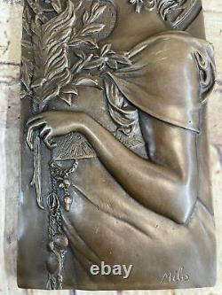 Vintage Signé Bronze Art Déco Relief Fabriqué En Espagne Award Trophy Collecteur