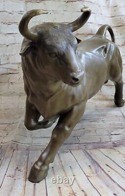 Western Art Déco Pure Bronze Cuivre Mural Rue Wealth Boeuf Boufs Bull Sculpture