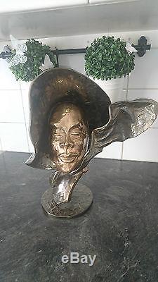 YVES LOHE 8,8kg BRONZE Sculpture FANTASTIC BRONZE ART DECO Femme avec écharpe